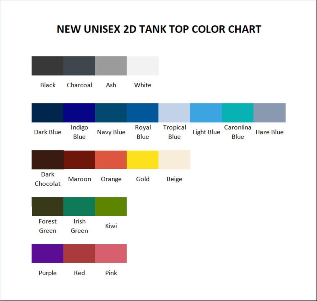 tank top color chart - James Charles Merch